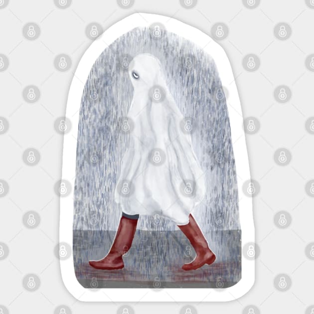 Sad Ghost in the Rain Sticker by Animal Surrealism